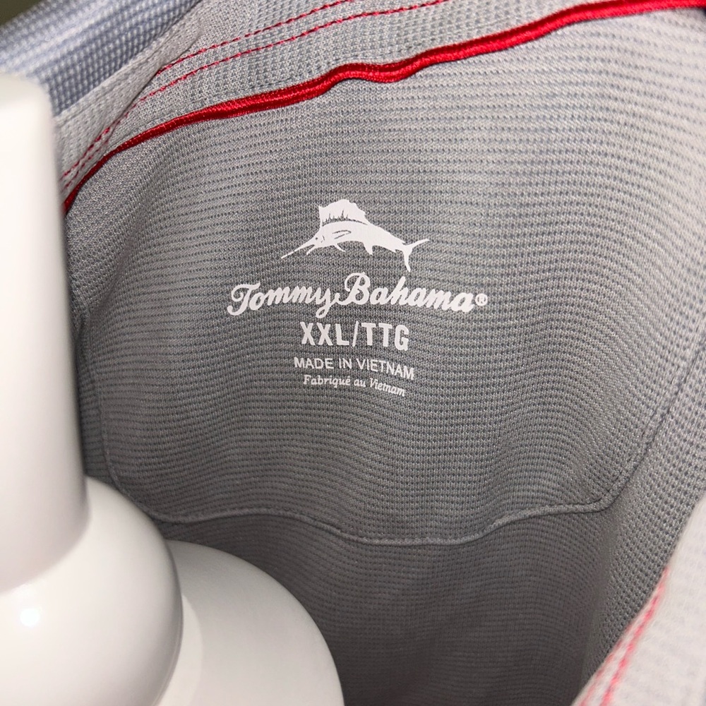 Tommy Bahama Gray Shirt with Red Trim XXL